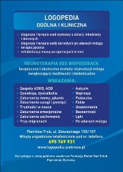 Gabinet logopedyczny, neuroterapia EEG Biofeedback Piotrków Trybunalski Monika Dzienniak, terapia wad wymowy i zaburzeń mowy Gabinet logopedyczny, neuroterapia EEG Biofeedback Piotrków Trybunalski Monika Dzienniak, terapia wad wymowy i zaburzeń mowy